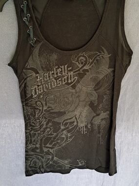 Harley-Davidson Women's Black Graphic Lace-Up Tank Top
